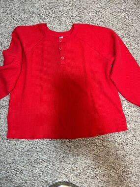 Old Navy Bright Red Waffle Henley women’s size XXL tall